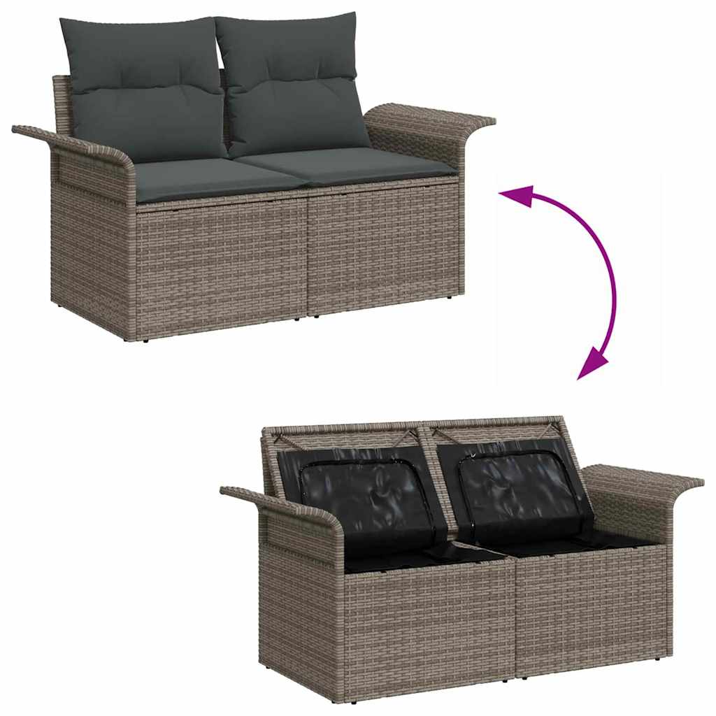 Garden Sofa Set 6 pcs 5-Seater Grey Poly Rattan