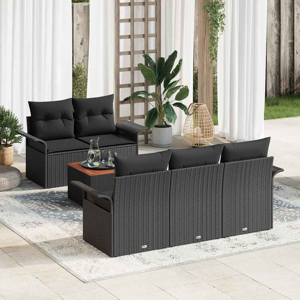 Garden Sofa Set with Cushion with Storage Manual 6 pcs Black