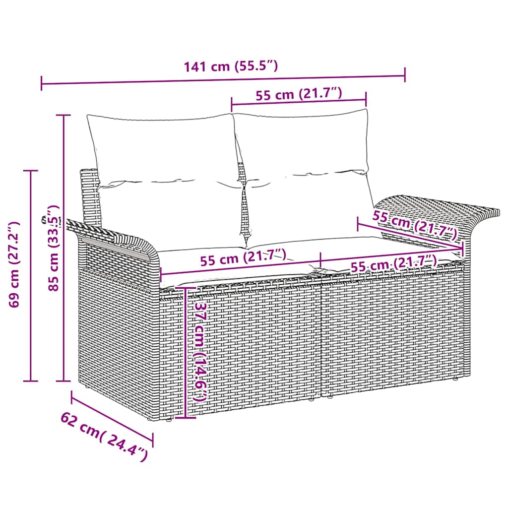Garden Sofa Set 7 pcs 6-Seater Black Poly Rattan