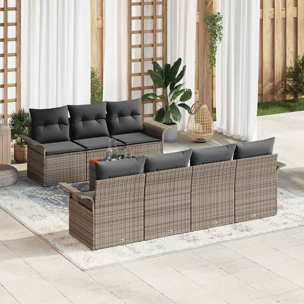 Garden Sofa Set with Cushion with Storage Manual 8 pcs Grey