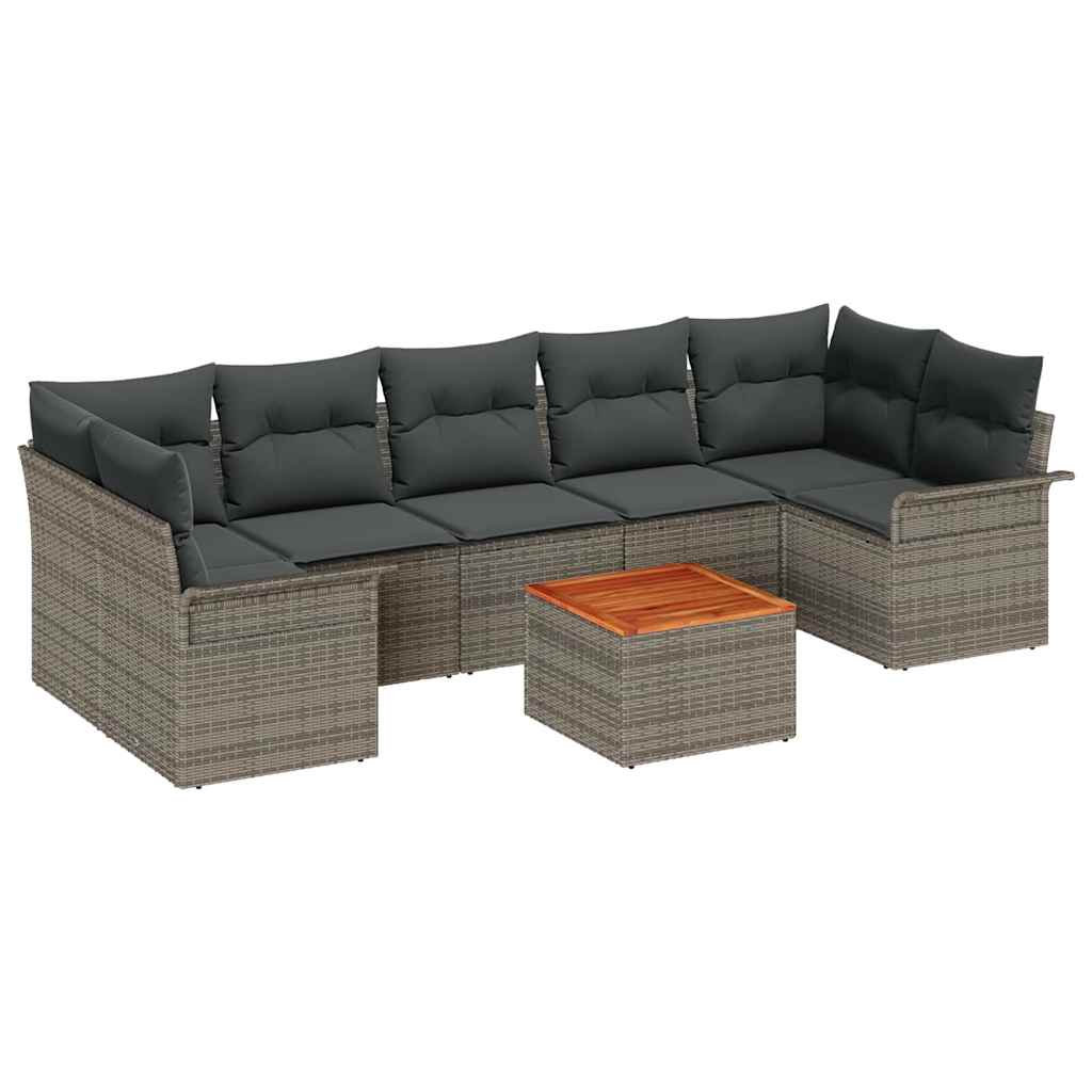 Garden Sofa Set with Storage 8 pcs Grey Poly Rattan