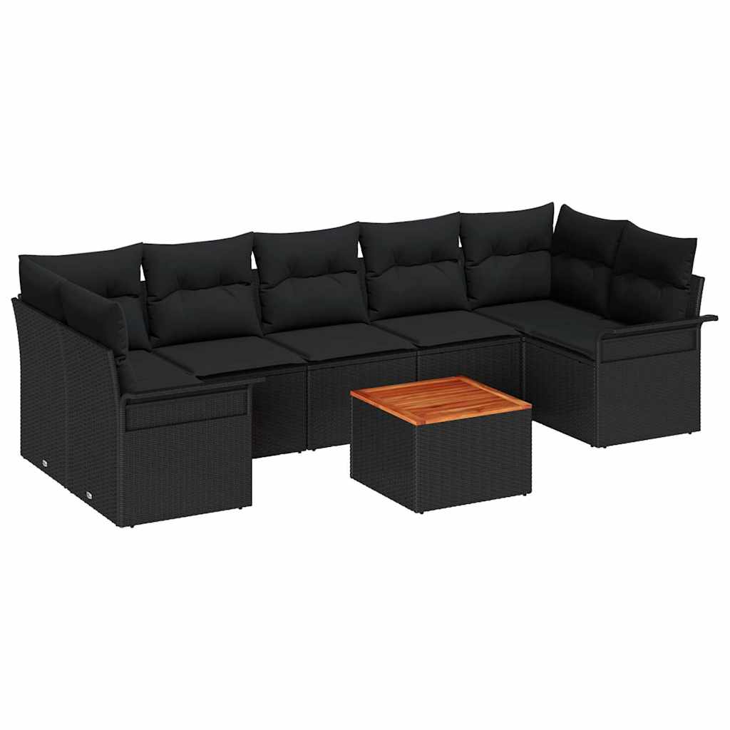 Garden Sofa Set with Storage 8 pcs Black Poly Rattan