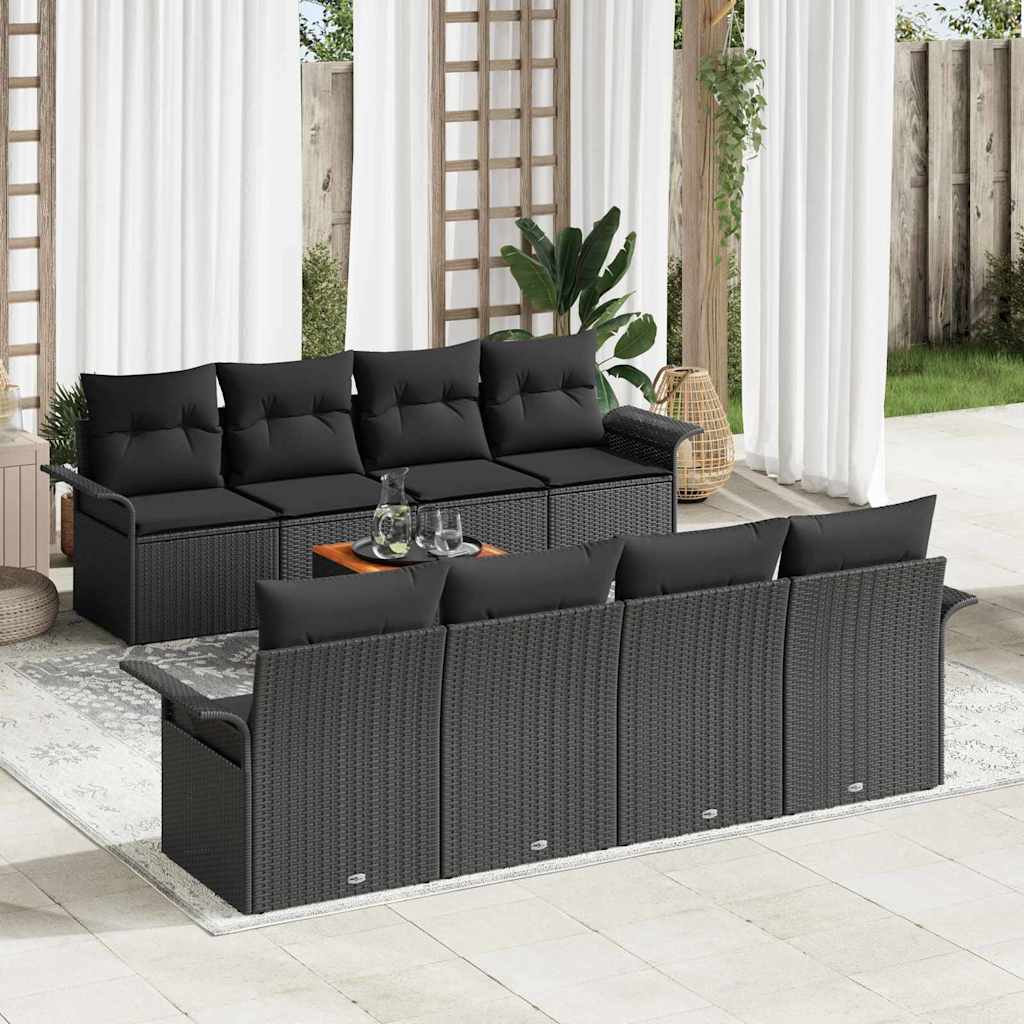 Garden Sofa Set with Cushion with Storage Manual 7 pcs Black