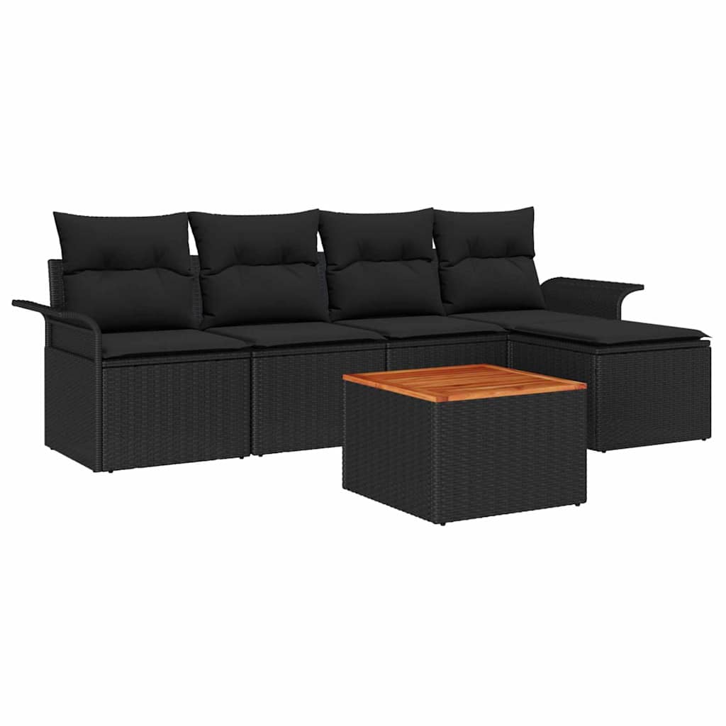 Garden Sofa Set with Cushion with Storage 6 pcs Black