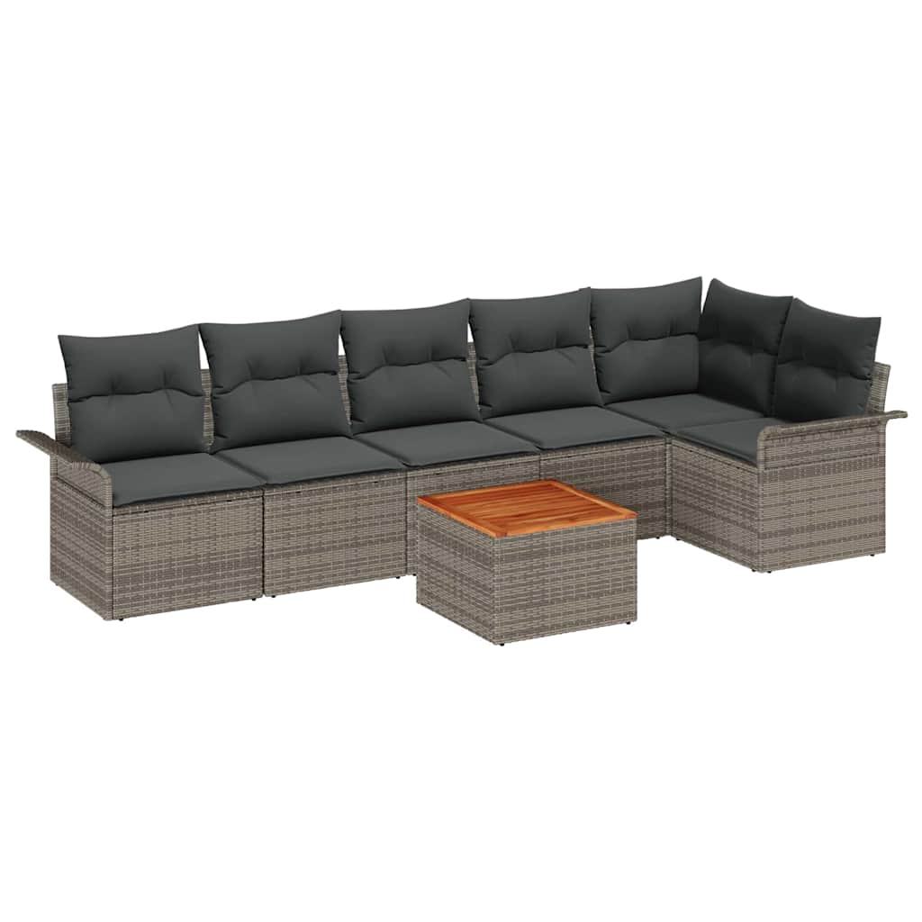 Garden Sofa Set with Storage 7 pcs Grey Poly Rattan