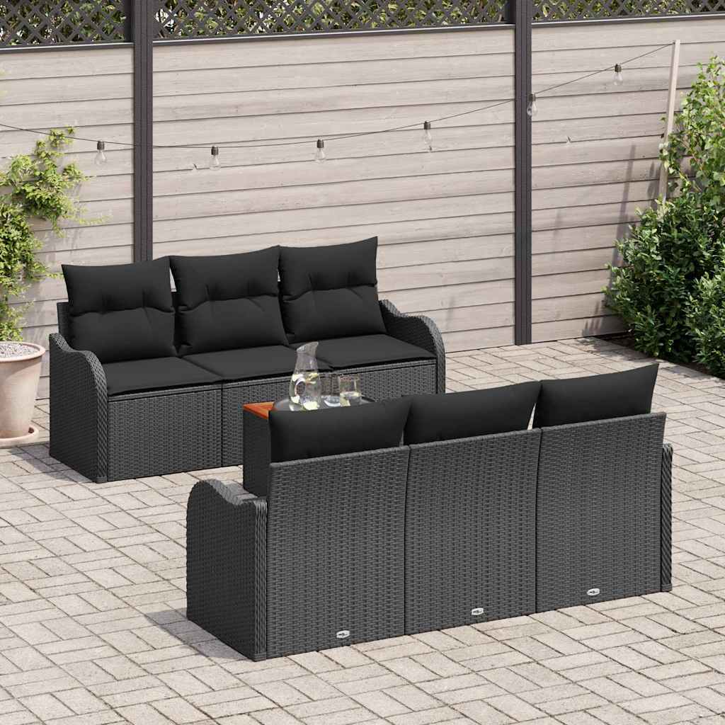 Garden Sofa Set with Storage 7 pcs Black Poly Rattan