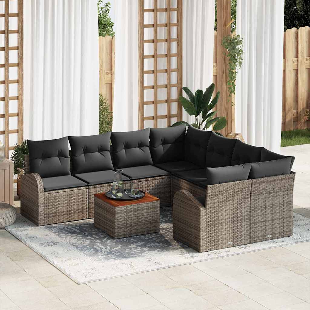 Garden Sofa Set 9 pcs Grey