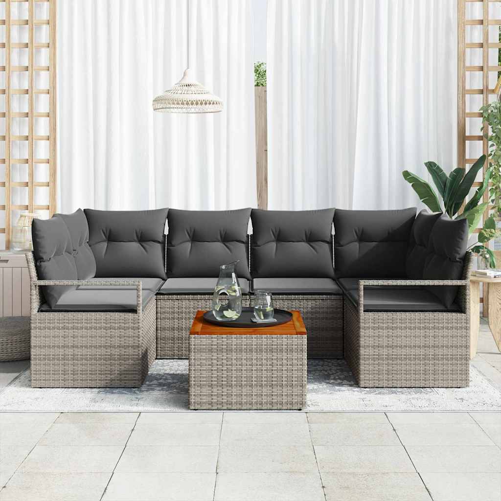 Garden Sofa Set 7 pcs Grey