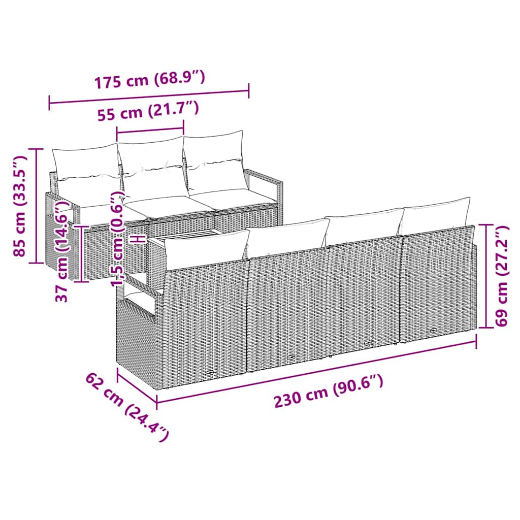 Garden Sofa Set 8 pcs Black