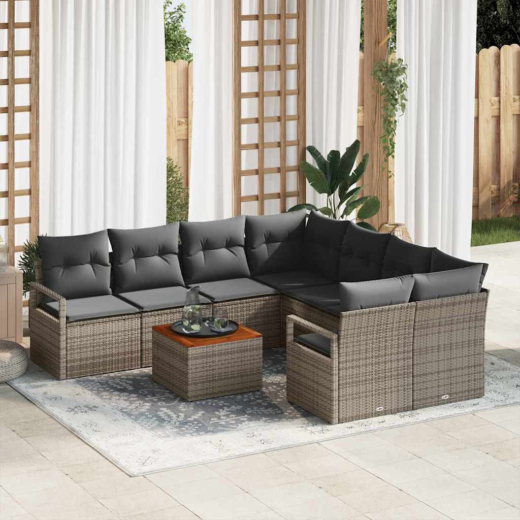 Garden Sofa Set 9 pcs Grey