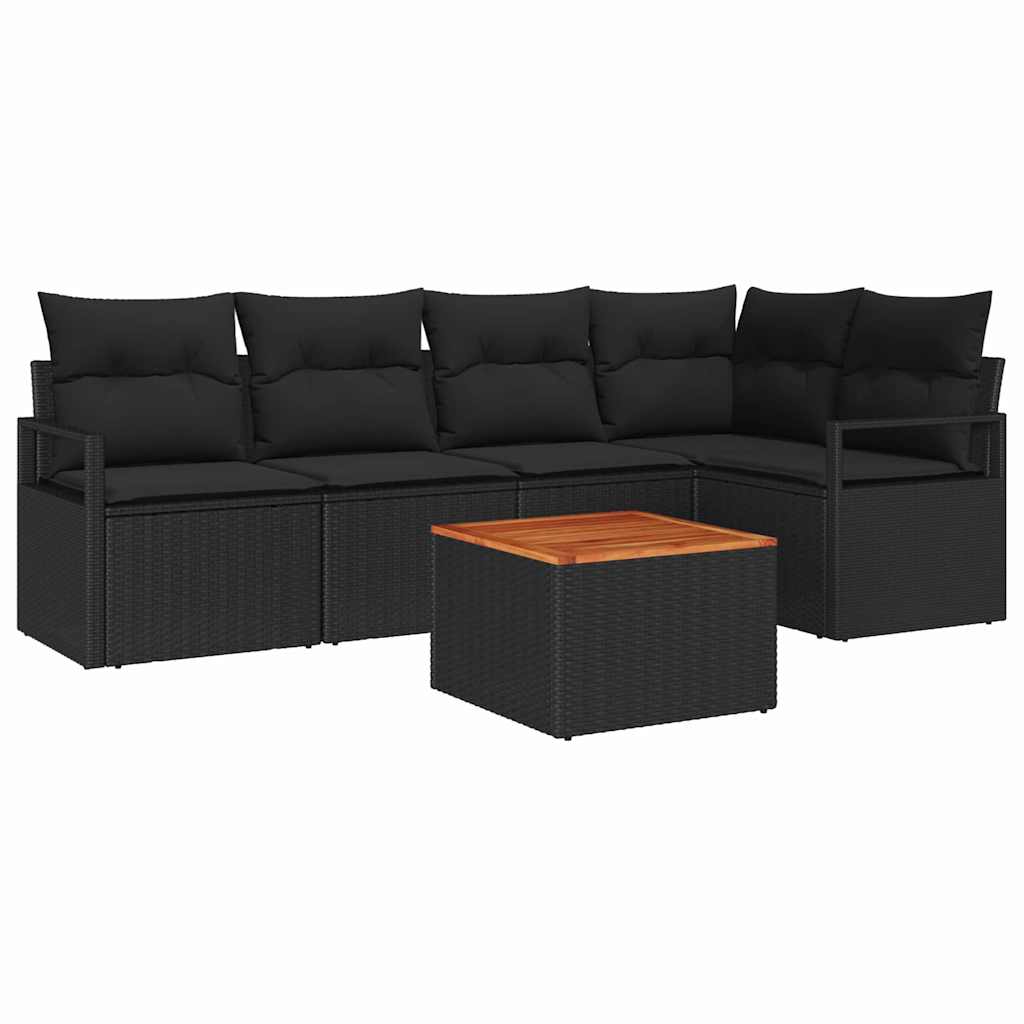 Garden Sofa Set 6 pcs Black Poly Rattan
