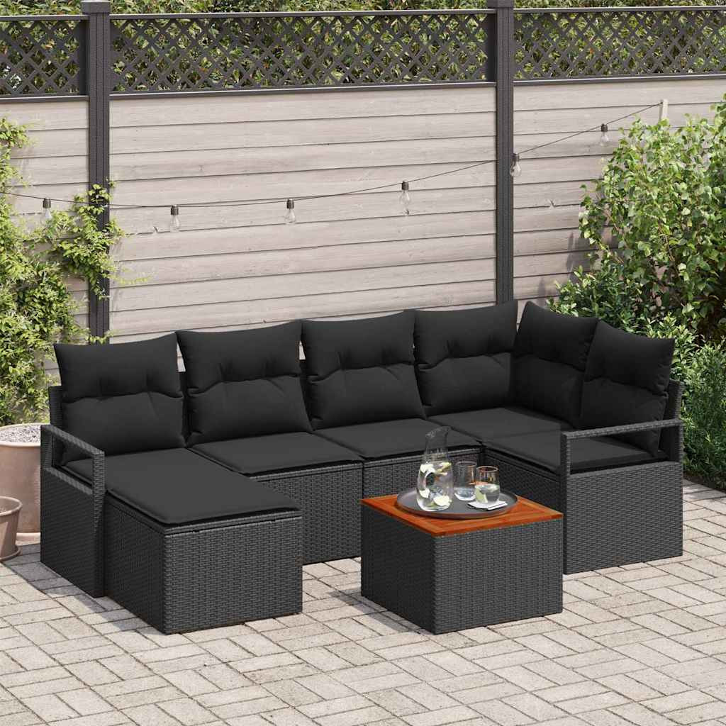 Garden Sofa Set 7 pcs Black