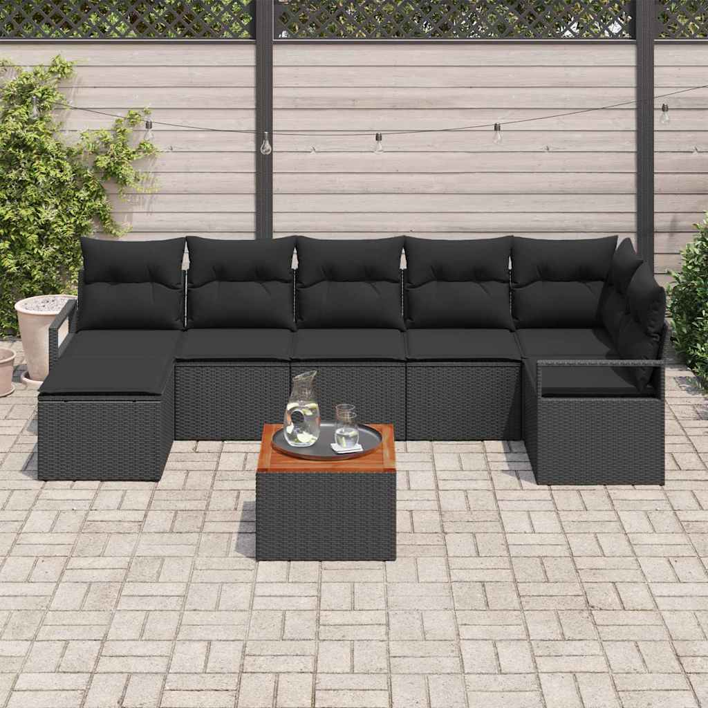 Garden Sofa Set 8 pcs Black