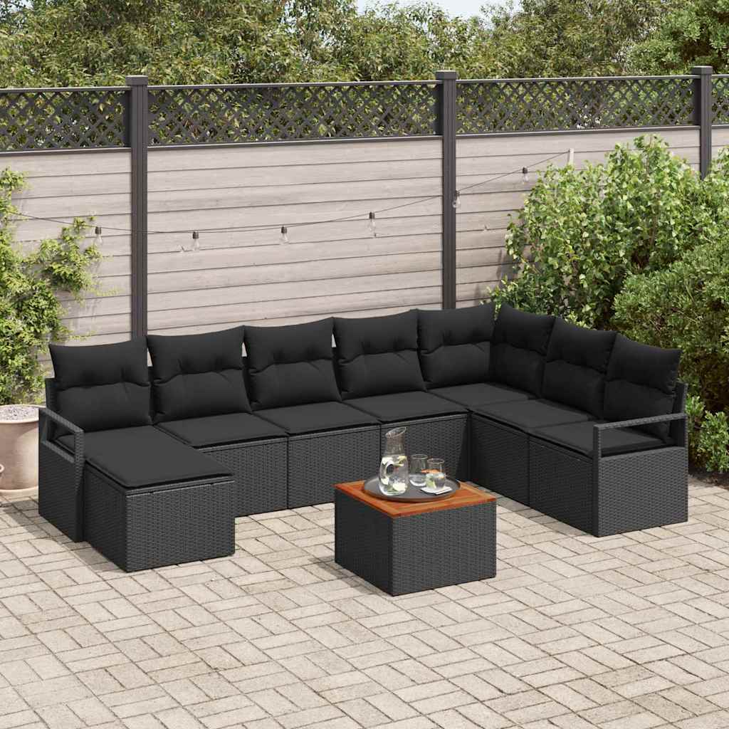 Garden Sofa Set 9 pcs Black