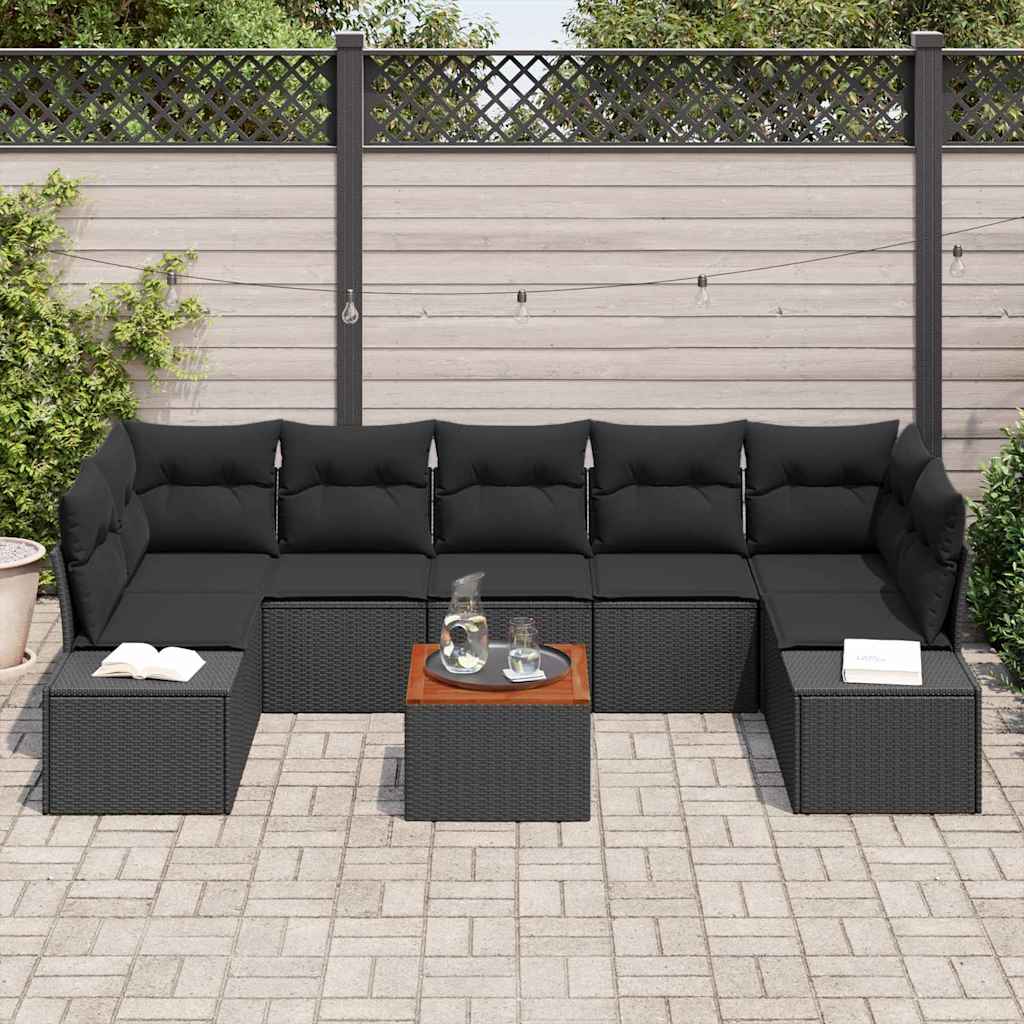 Garden Sofa Set 8 pcs Black