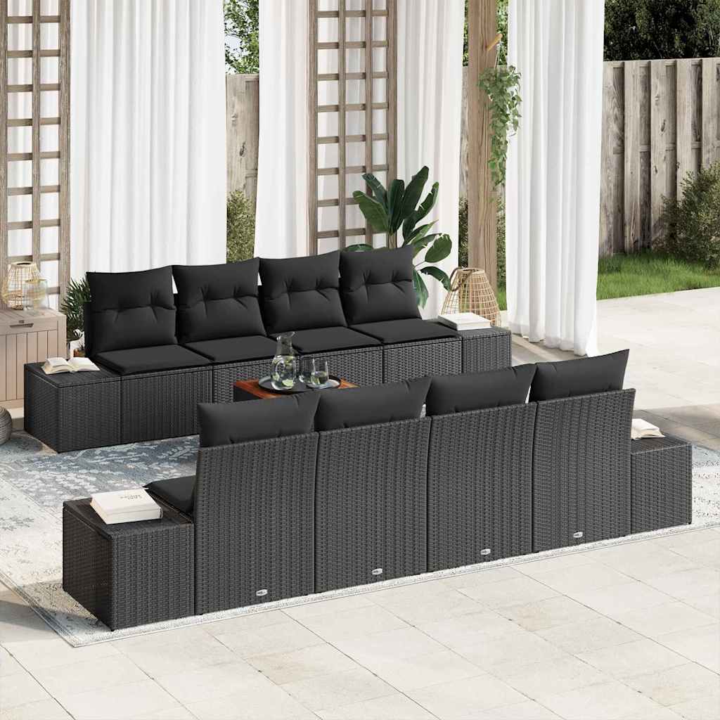 Garden Sofa Set 7 pcs Black
