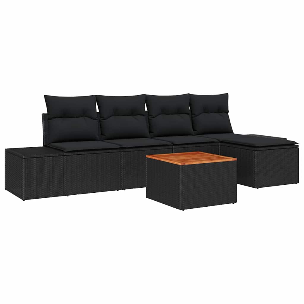 Garden Sofa Set 6 pcs Black