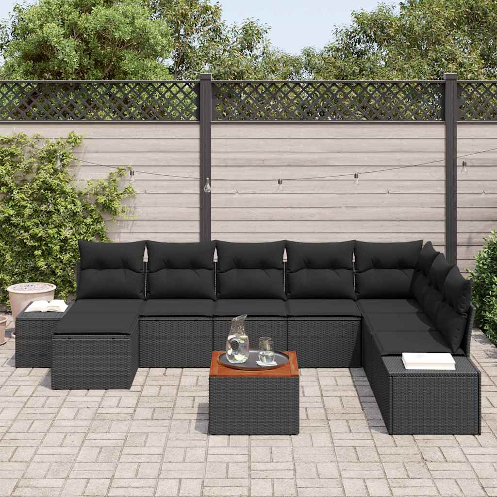 Garden Sofa Set 9 pcs Black