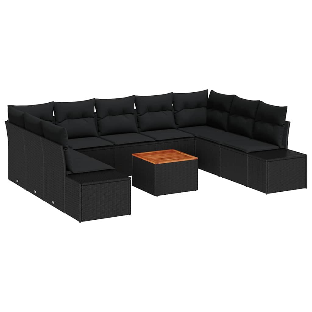 Garden Sofa Set with Storage 10 pcs Black