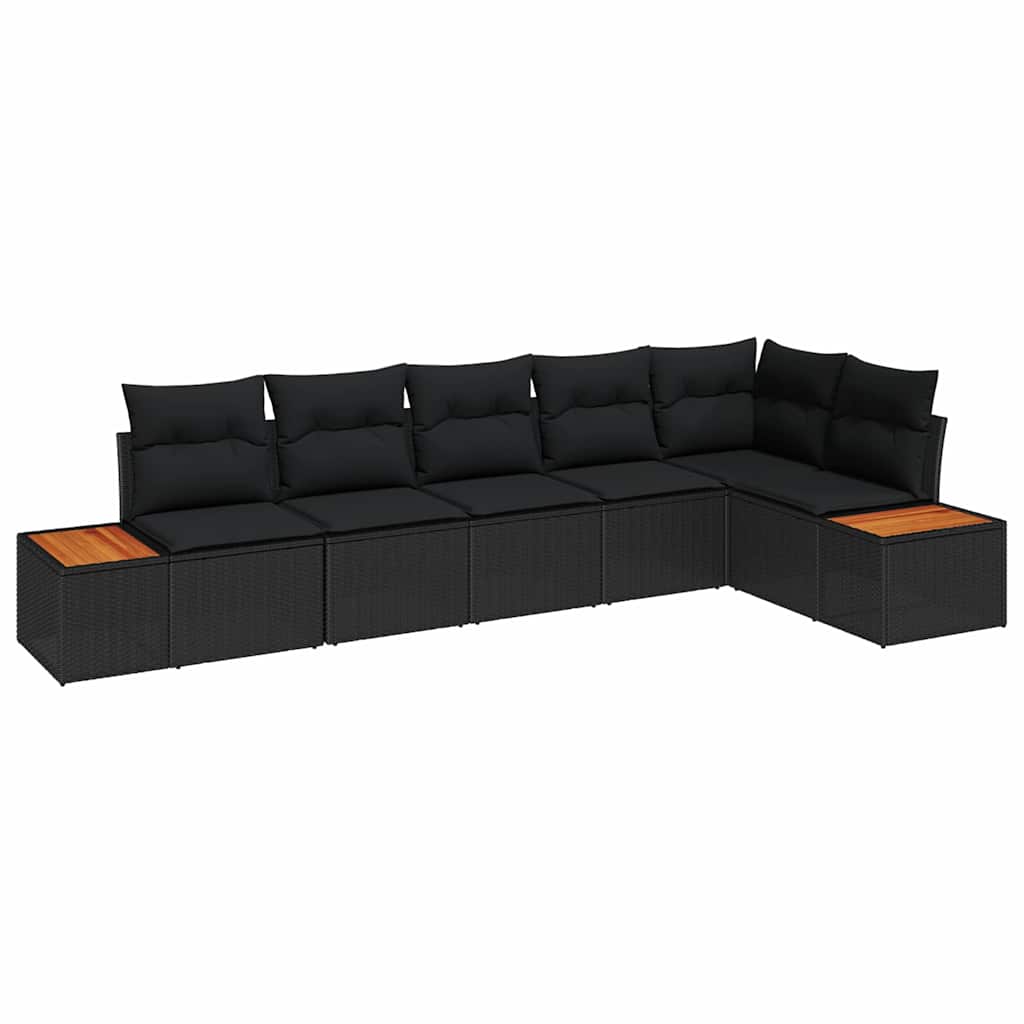 Garden Sofa Set with Cushion 6 pcs Black Poly rattan