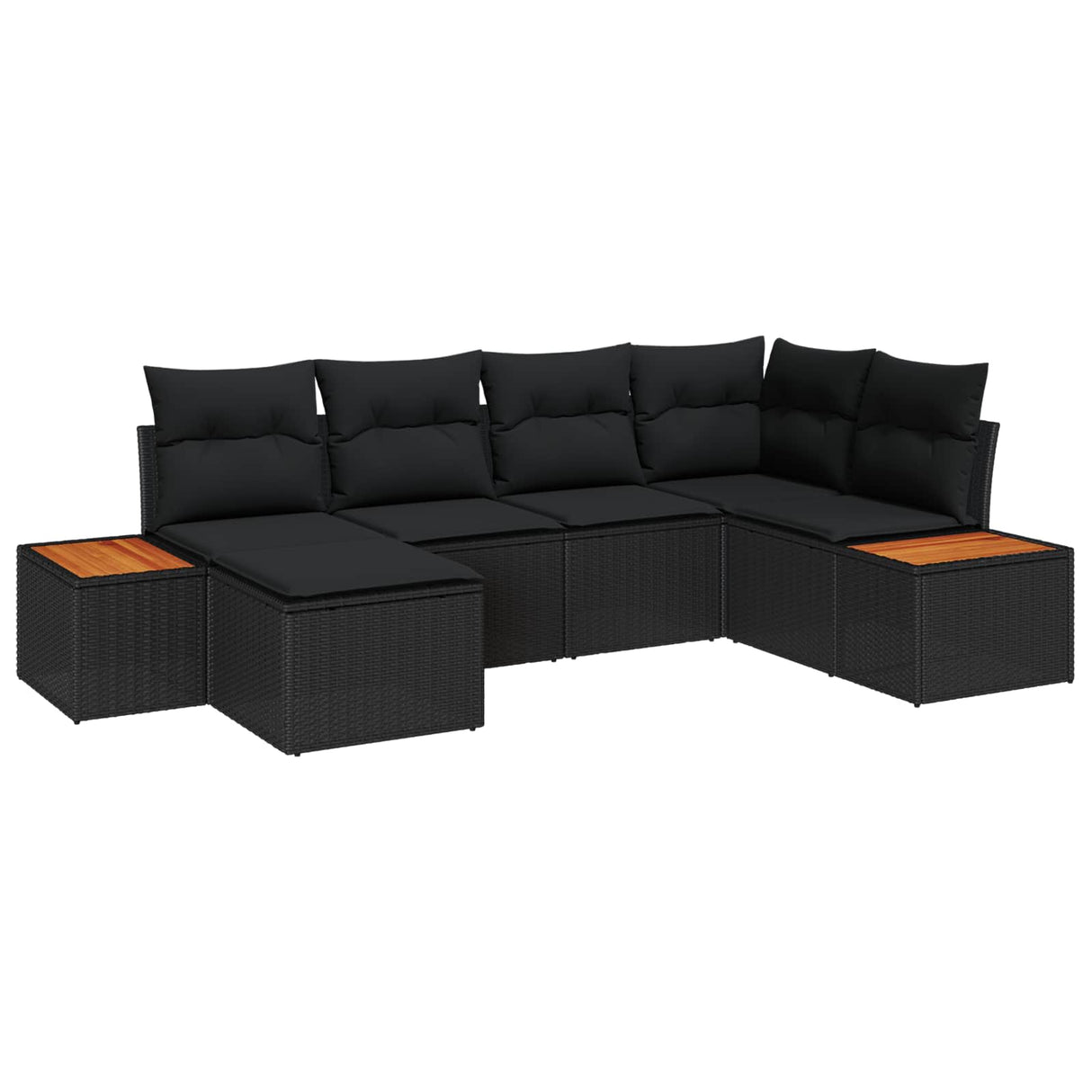 Garden Sofa Set with Cushion 7 pcs Black Poly Rattan