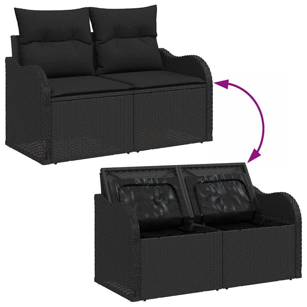 Garden Sofa Set with Cushion 6 pcs Black Poly Rattan