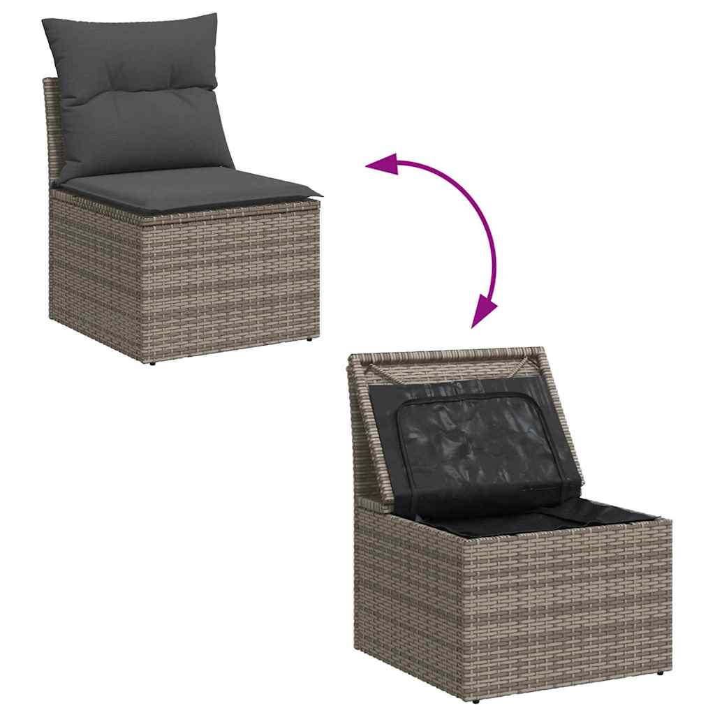 Garden Sofa Set with Cushion Manual 5 pcs Grey Poly Rattan
