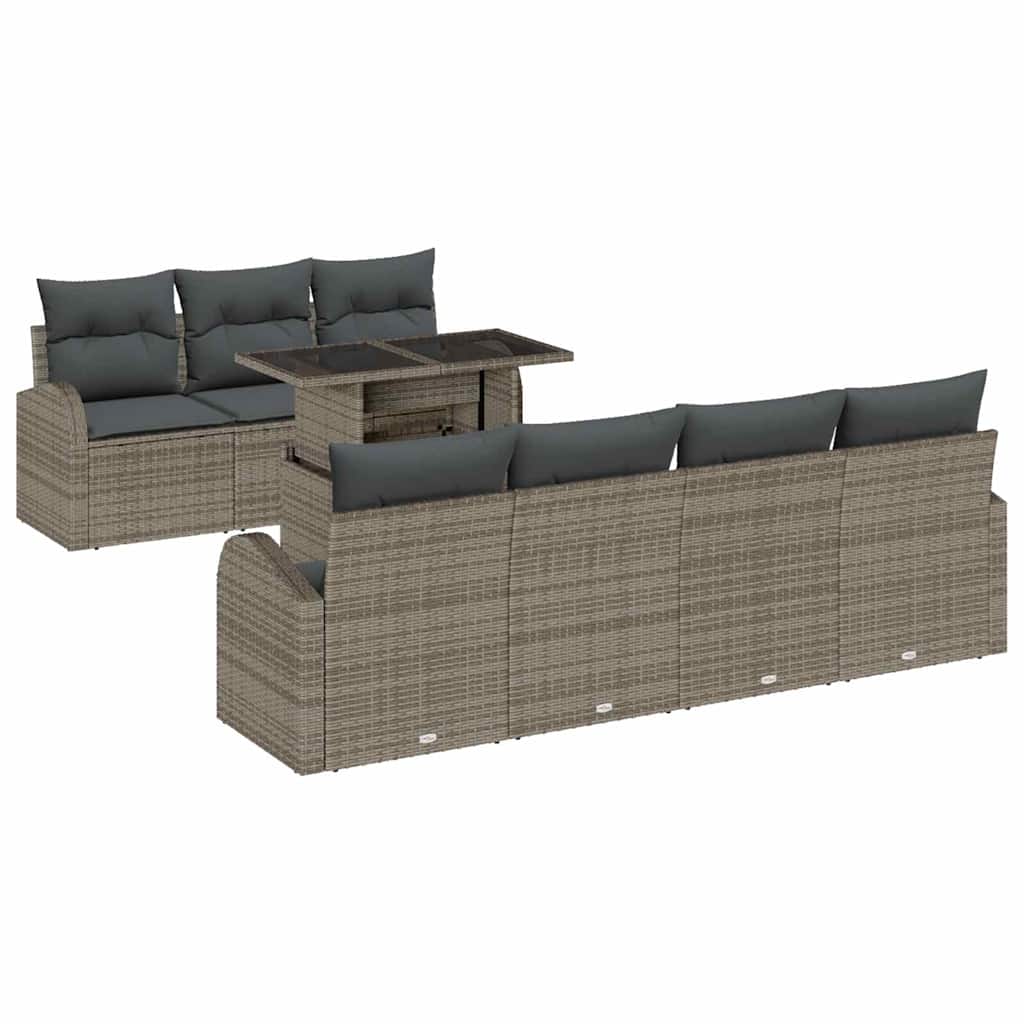 Garden Sofa Set with Cushion Manual 8 pcs Grey Poly Rattan
