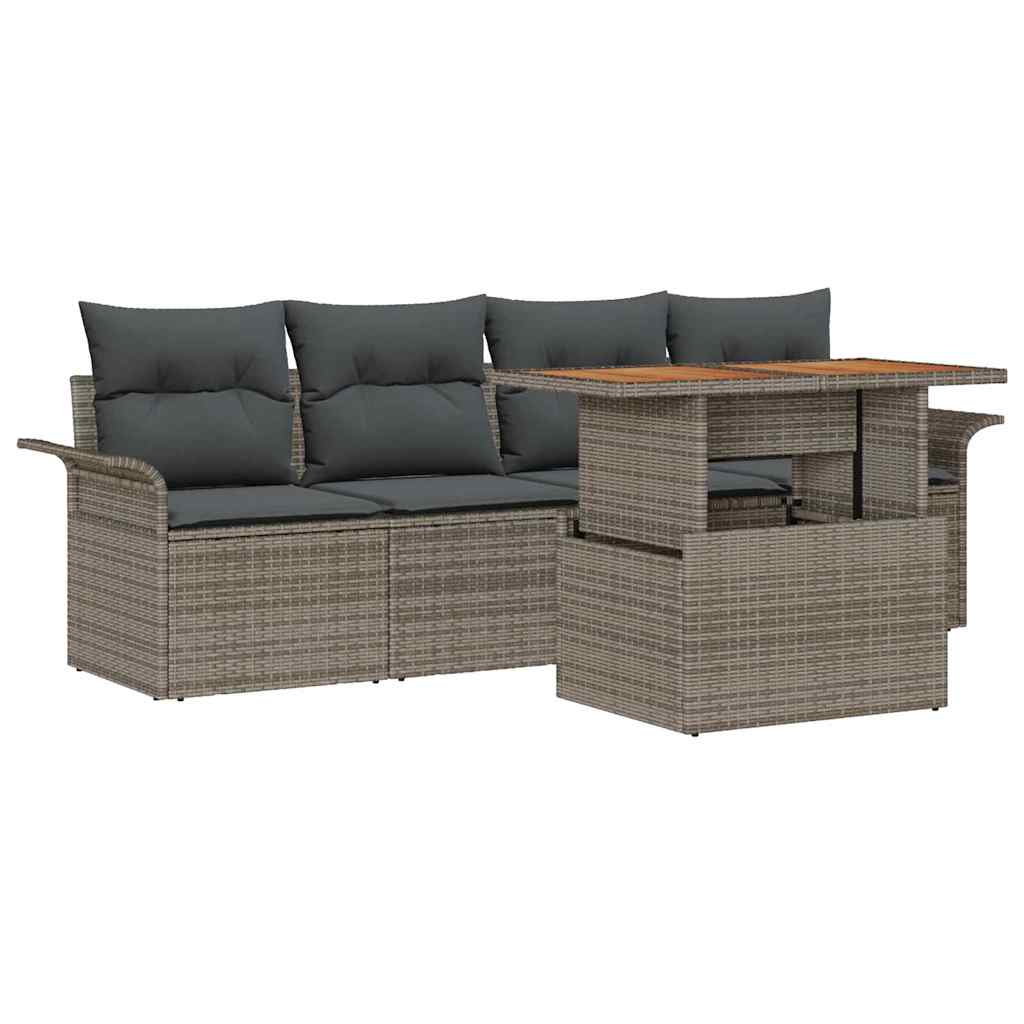 Garden Sofa Set with Storage 5 pcs Grey Poly rattan