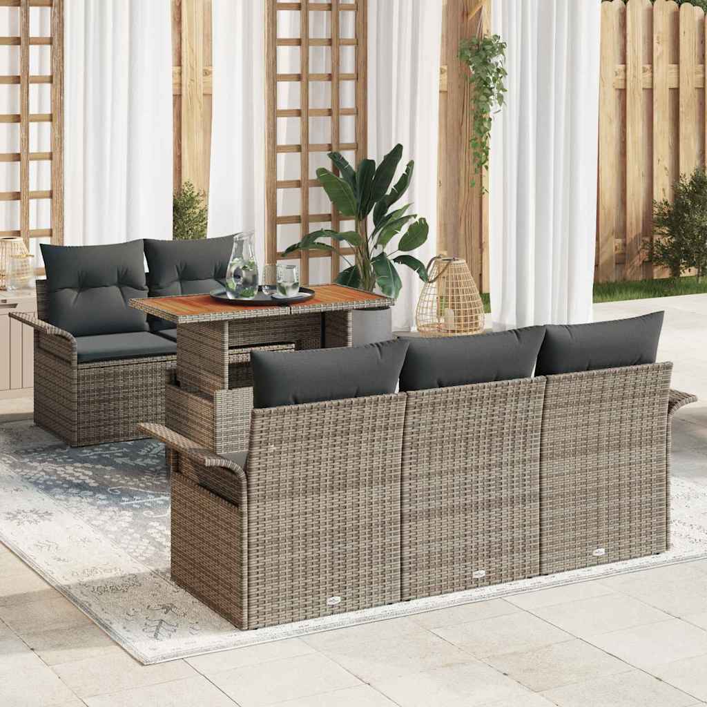 Garden Sofa Set with Storage 6 pcs Grey Poly rattan