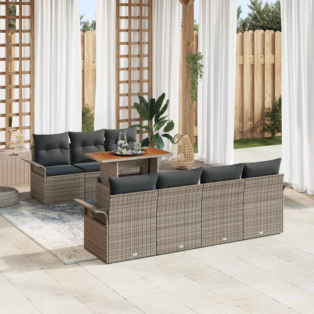 Garden Sofa Set with Storage 8 pcs Grey Poly rattan