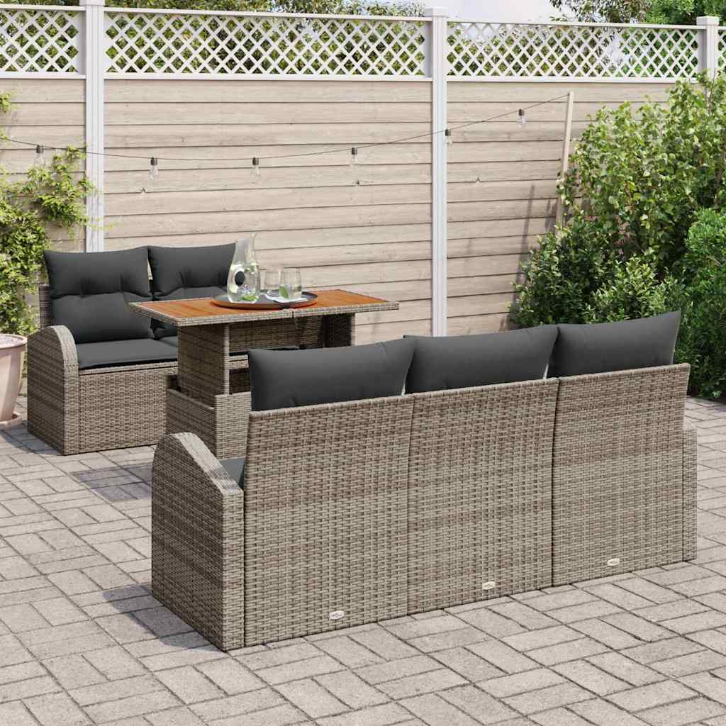 Garden Sofa Set with Storage 6 pcs Grey Poly rattan