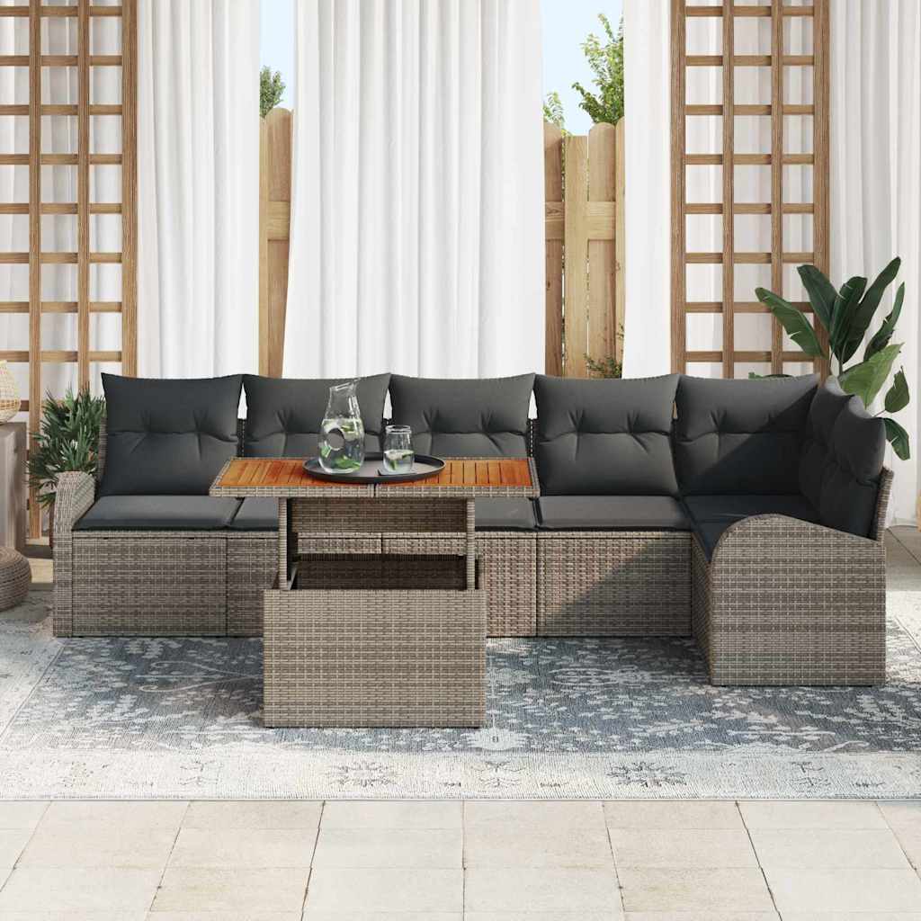 Garden Sofa Set with Storage 7 pcs Grey Poly rattan
