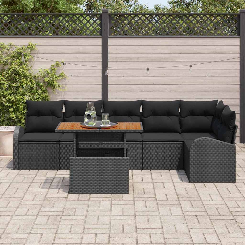 Garden Sofa Set with Storage 7 pcs Black Poly rattan