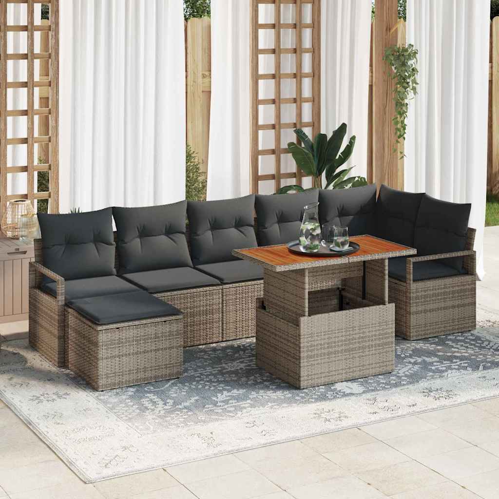 Garden Sofa Set with Storage 8 pcs Grey Poly rattan