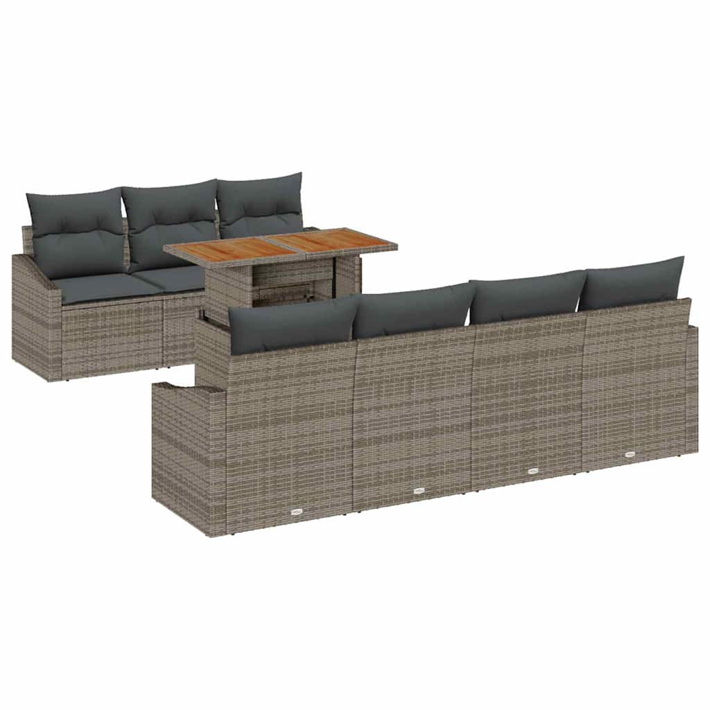 Garden Sofa Set with Storage 8 pcs Grey Poly rattan
