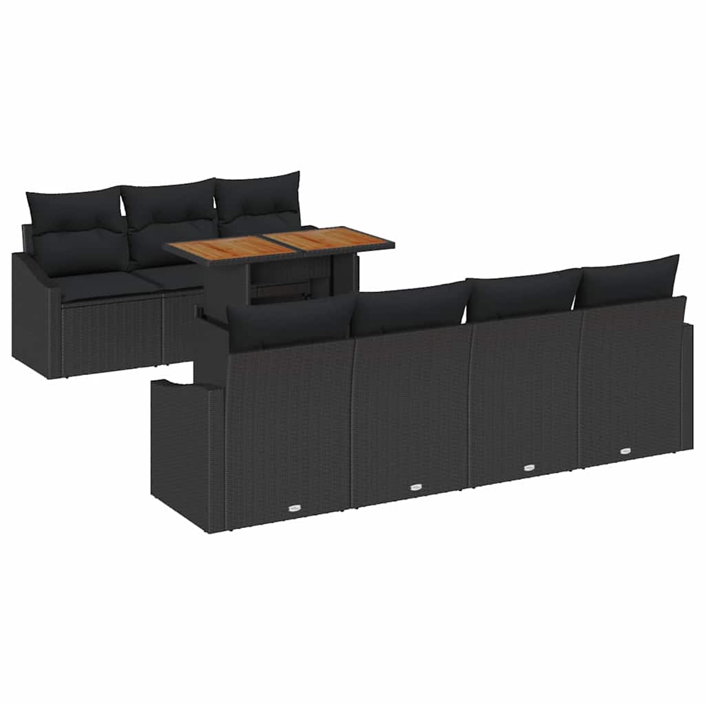 Garden Sofa Set with Storage 8 pcs Black Poly rattan