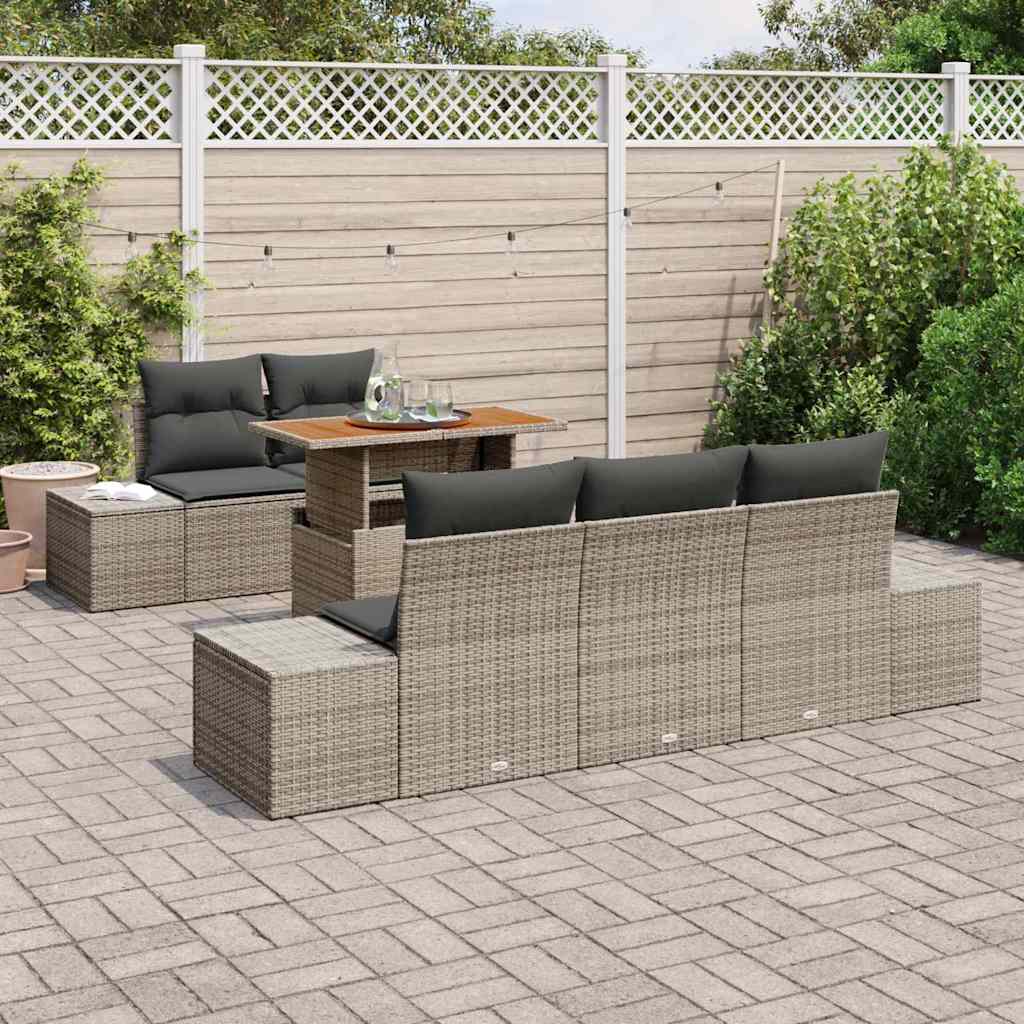 Garden Sofa Set with Storage 6 pcs Grey Poly rattan