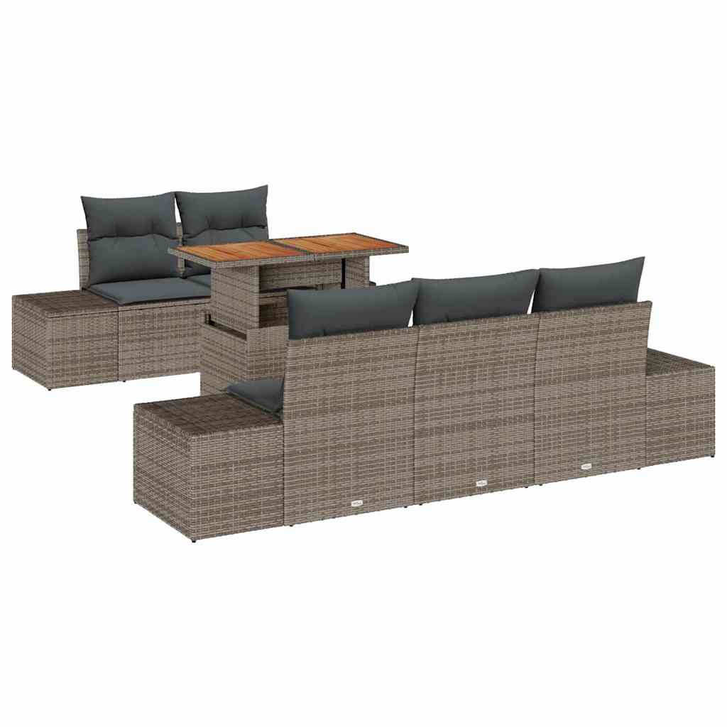Garden Sofa Set with Storage 6 pcs Grey Poly rattan