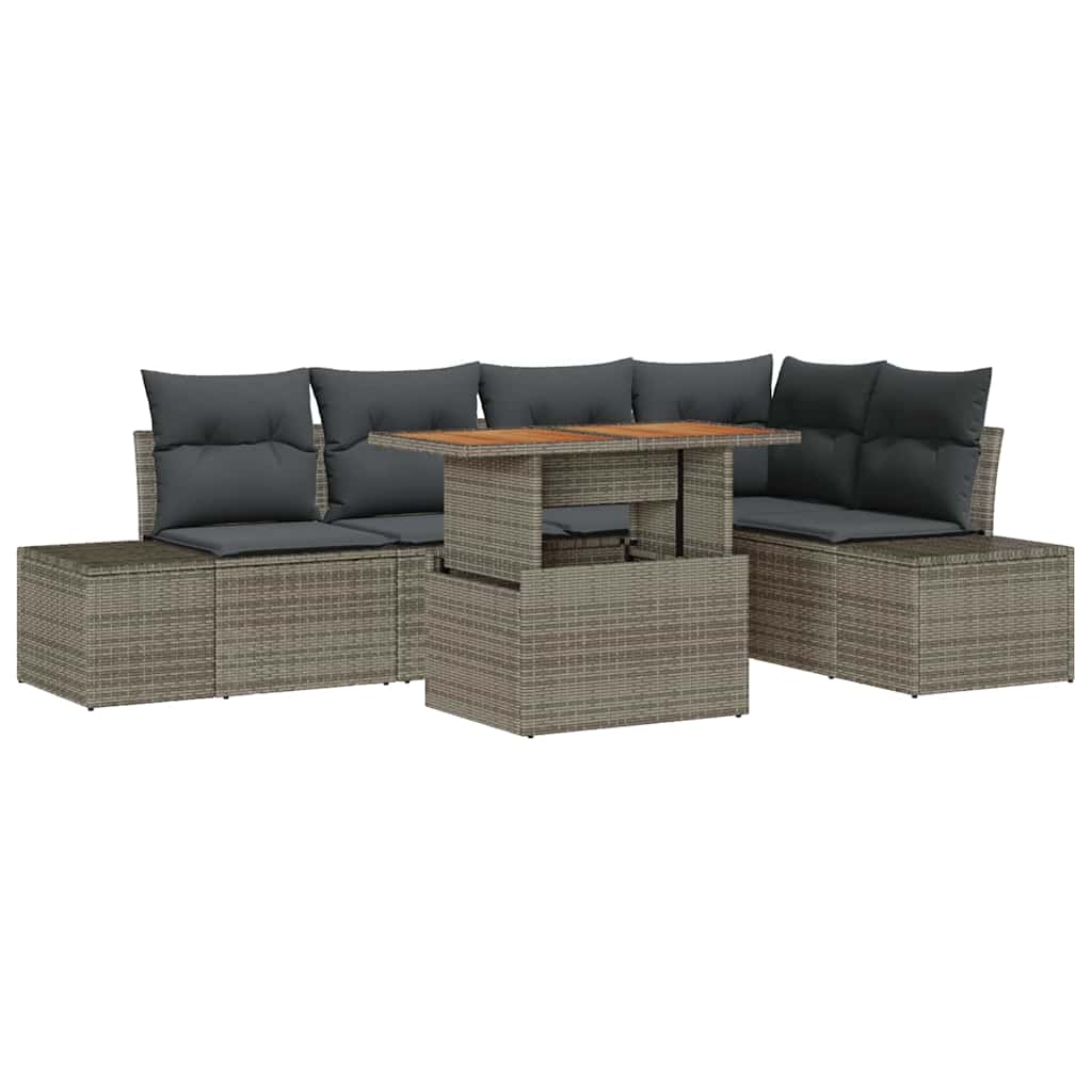 Garden Sofa Set with Storage 6 pcs Grey Poly rattan