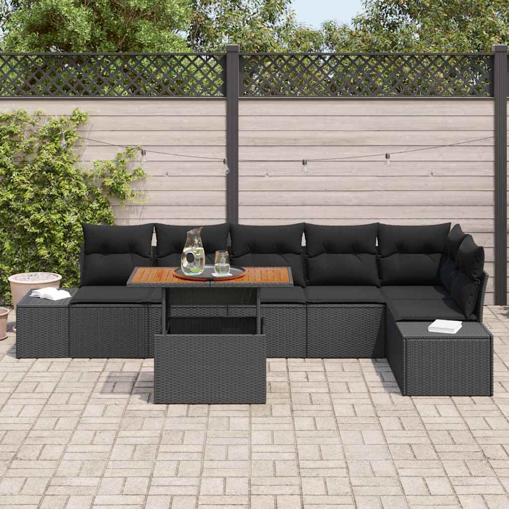 Garden Sofa Set with Storage 7 pcs Black Poly rattan