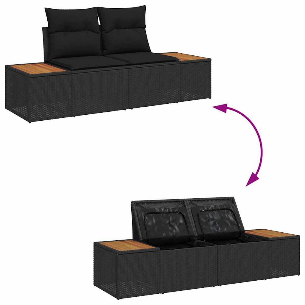 Garden Sofa Set with Storage 6 pcs Black Poly rattan