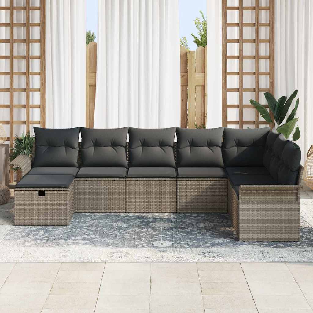 Garden Sofa Set with Cushion Manual 8 pcs Grey Poly Rattan