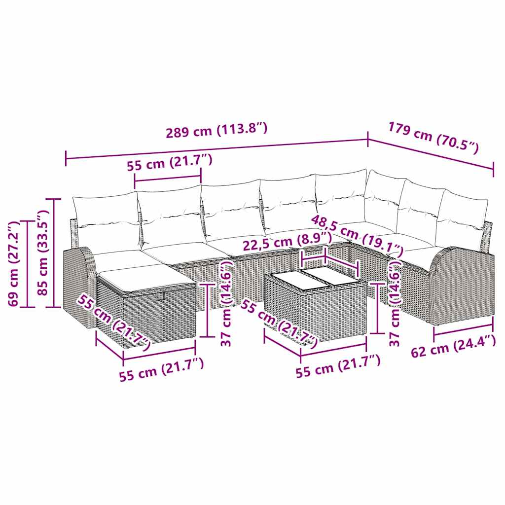 Sofa Set with Cushion with Storage Manual Black Poly Rattan