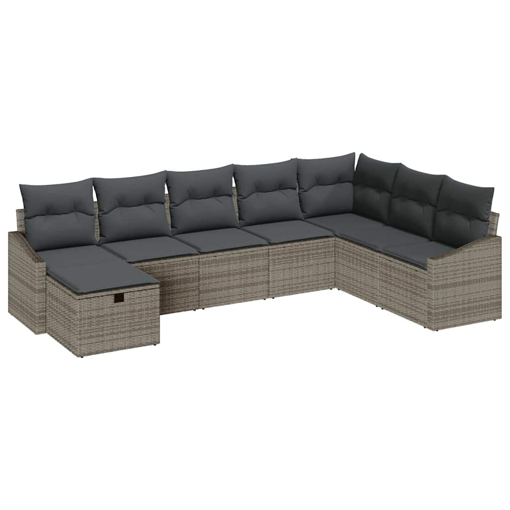 Garden Sofa Set with Cushion 8 pcs Grey Poly rattan