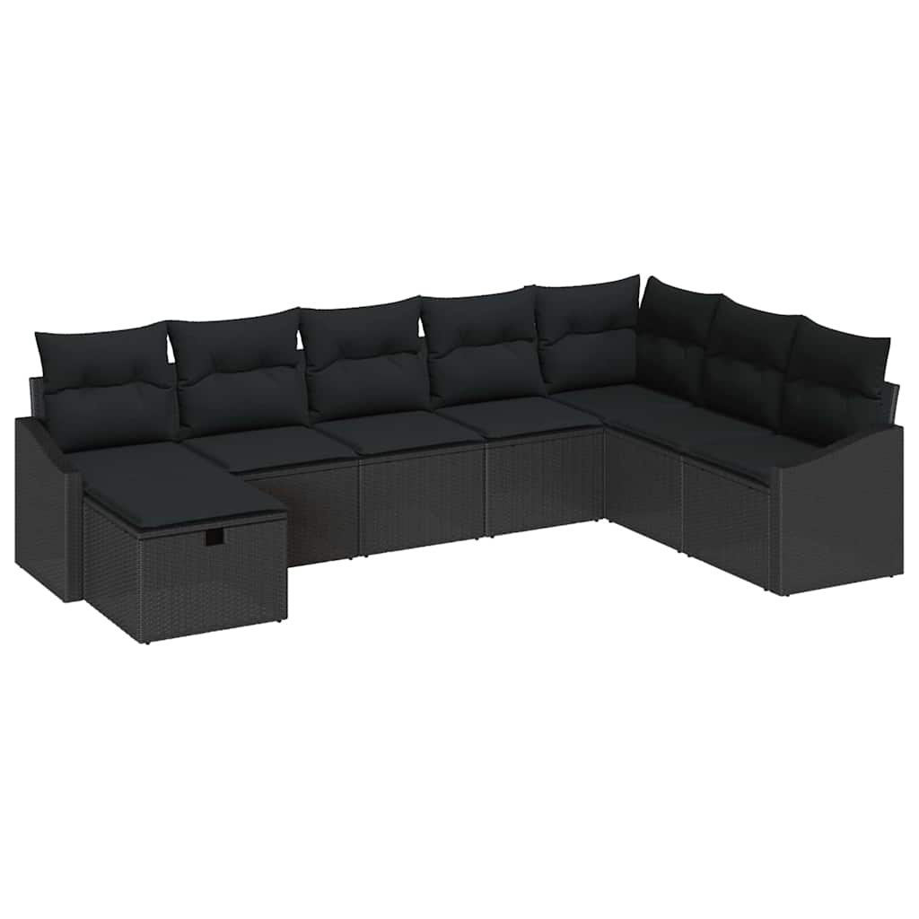 Garden Sofa Set with Cushion with Storage 8 pcs Poly Rattan