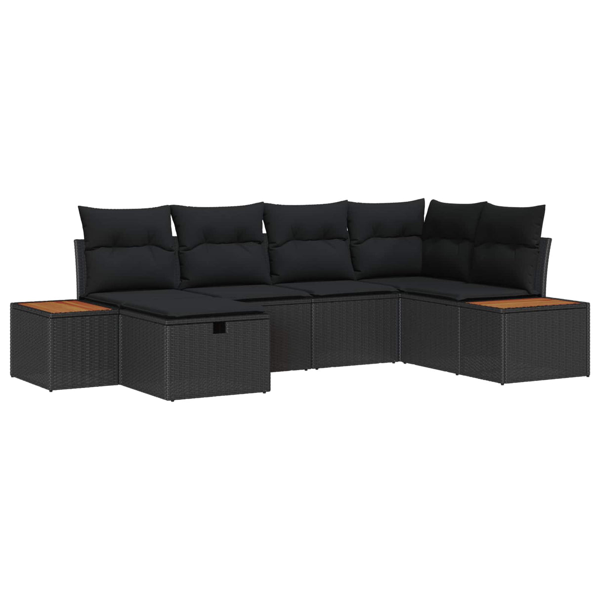 Garden Sofa Set with Cushion 6 pcs Black Poly Rattan