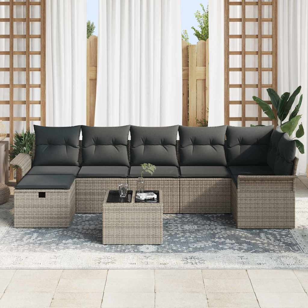 Garden Sofa Set with Cushion 8 pcs Grey Poly rattan