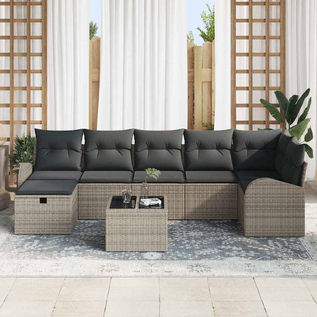 Garden Sofa Set with Cushion 8 pcs Grey Poly rattan