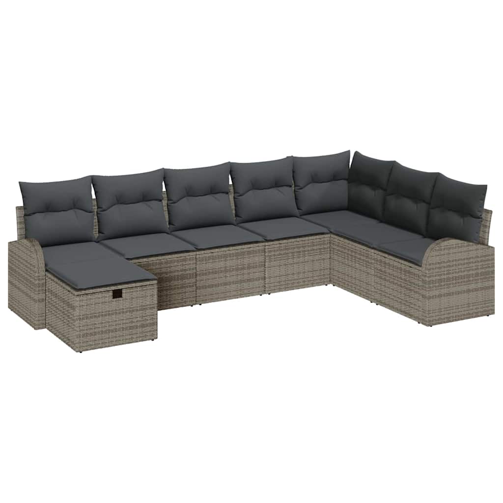 Garden Sofa Set with Cushion 8 pcs Grey Poly rattan